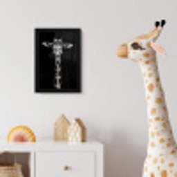 Giraffe - Portret - Dieren - Zwart - Wit fotolijst zwart zonder passe partout klein -usfeer4_kinderkamer