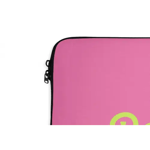 Roze - Groene Bonjour - art-deco laptophoes neopreen klein -detail