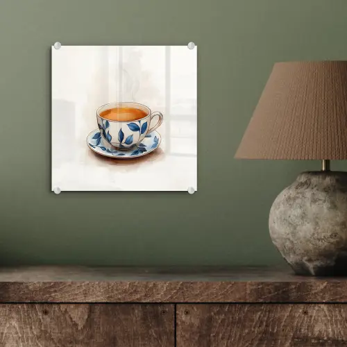 Theekop - Bladeren - Blauw plexiglas 5mm klein -sfeer3