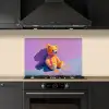 Teddybeer - Schaduw - Penseelstreken - Paars keuken achterwand spatscherm klein -sfeer1