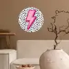 Bliksem - Roze - Stippen Wandcirkel behangsticker klein -sfeer1