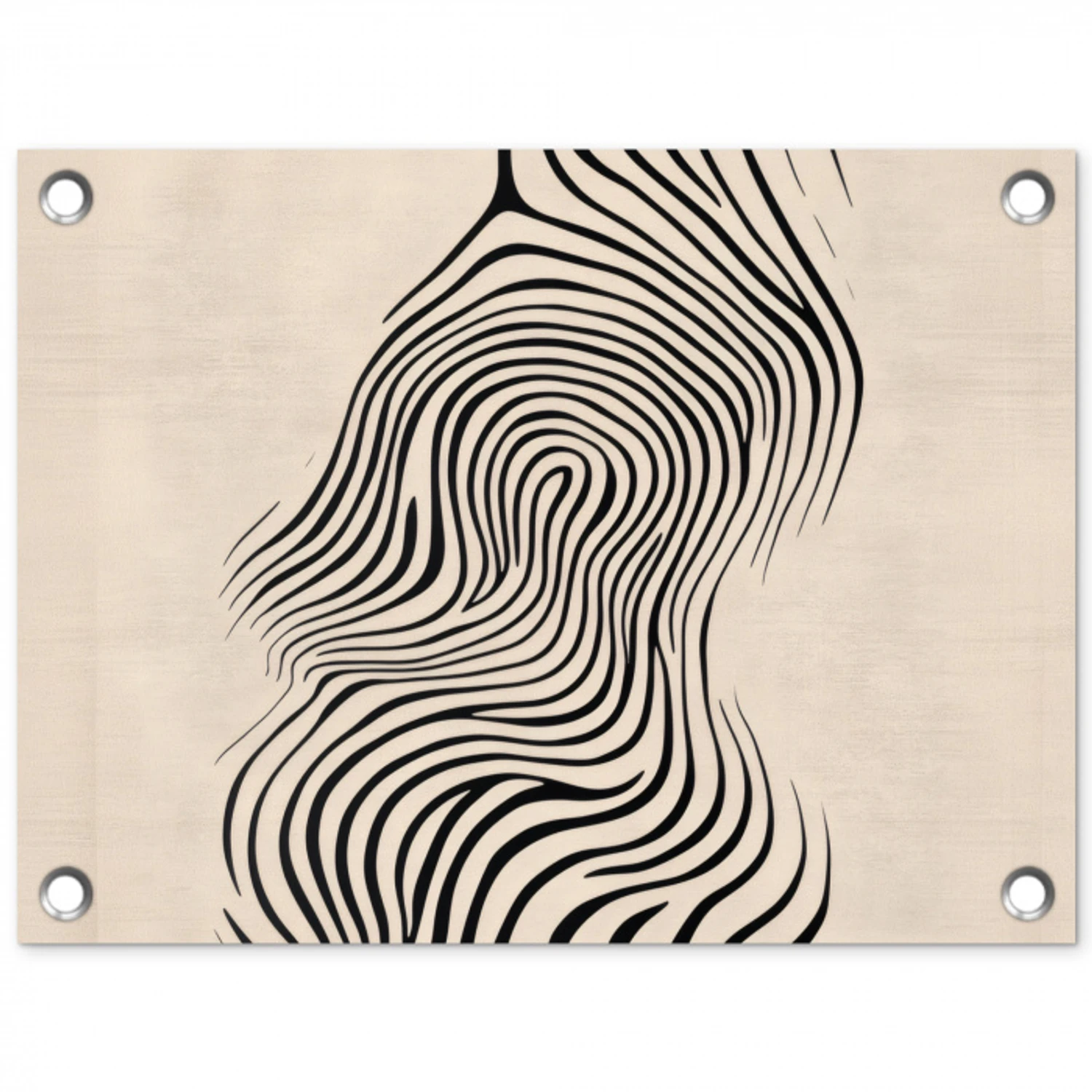 Lijnen - Abstract - Golvend - Zwart tuinposter los doek klein -3d