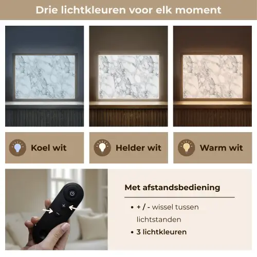 Mozaïek - Marmer - Wit - Onregelmatig Light Box met batterij (Wandlamp) middel 907 -USP_lichtkleurNL