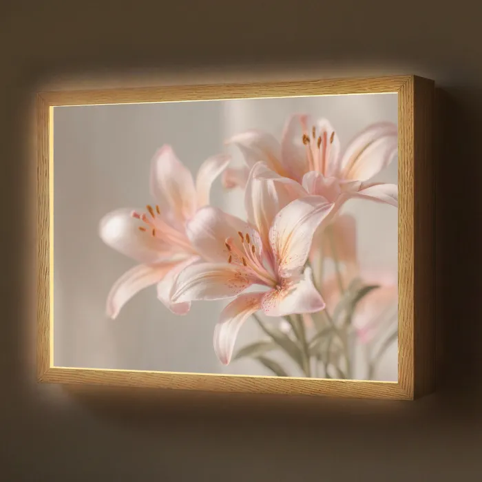 Lelies - Meeldraden - Roze - Wazig Light Box met batterij (Wandlamp) middel -z3d_website