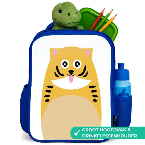 Dierenportret - kat - kinderen Kinderrugzak - Blauw middel -inhoud_NL