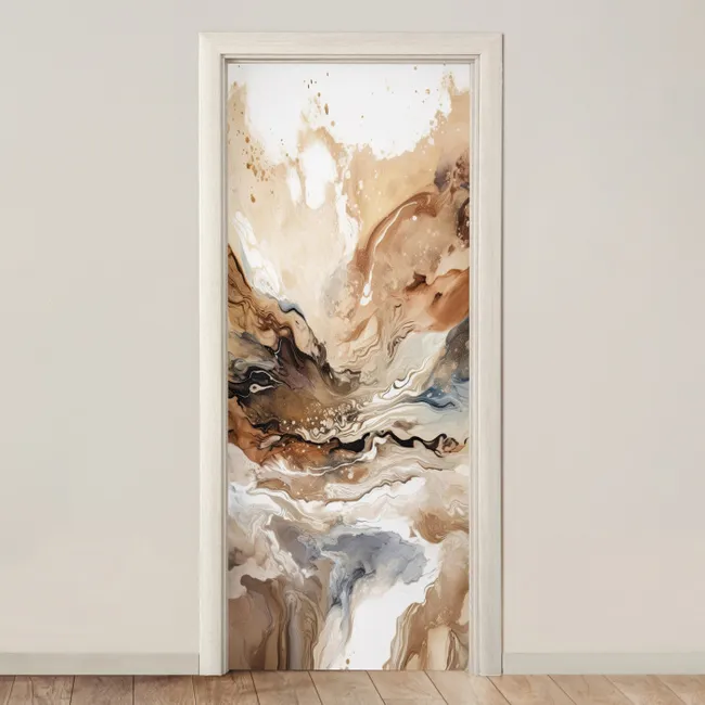 Deursticker - Abstract - Kunst - Verf - Beige - Modern