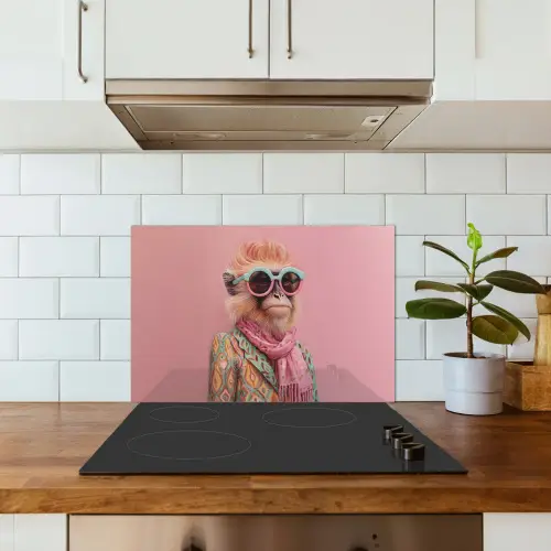Sjaal - Aap - Zonnebril - Jasje keuken achterwand spatscherm klein -sfeer2