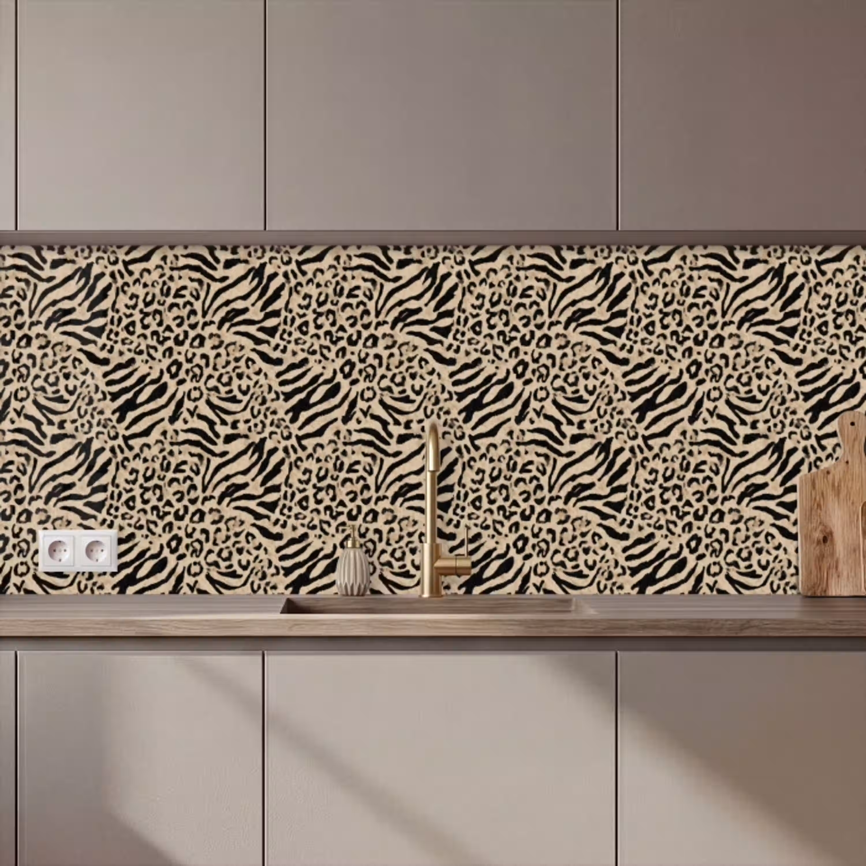 Giraf - Zebra - Motief - Bruin keuken achterwand 2 middel 871 zz_3dshopping