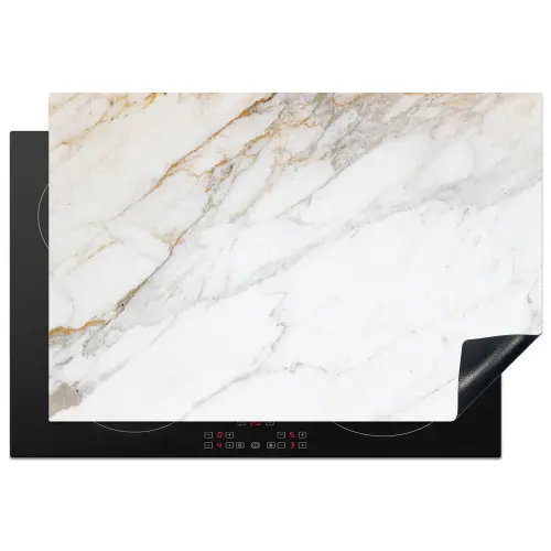 Marmer - Steen - Wit - Goud - Marmerlook - Steen - Luxe Inductie beschermer vinyl 3mm klein -3d