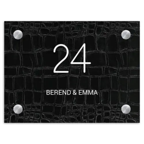 Zwart krokodillenleertextuur - Klassiek Naambord Rechthoek middel -3d