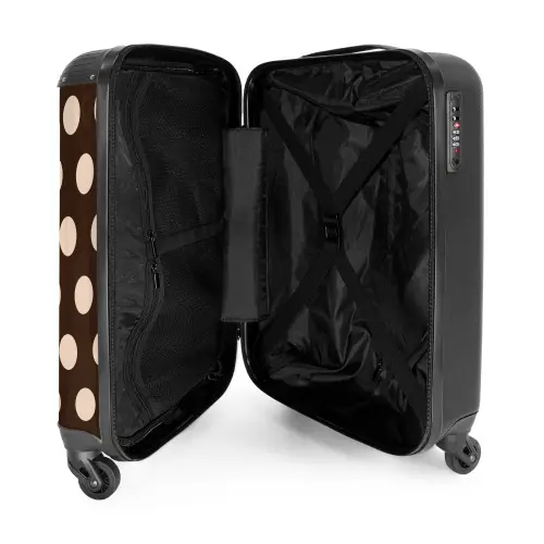 Stippen patroon in verschillende tinten bruin NBS - Handbagage koffer - Unisex middel -binnenkant