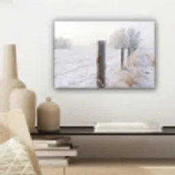 Hek - Sneeuw - Mist - Platteland - Nostalgisch canvas 2cm klein -sfeer6