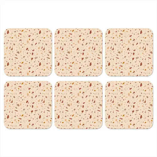 Terrazzo -  Patroon - Kleurrijk - Steen onderzetter kurk middel 366 -3d