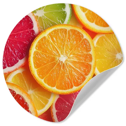 Fruit - Kleurrijk - Close up Wandcirkel behangsticker klein -3d