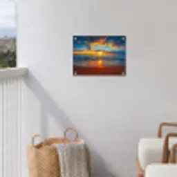 Vurige Zonsopgang aan Zee tuinposter los doek klein -sfeer8