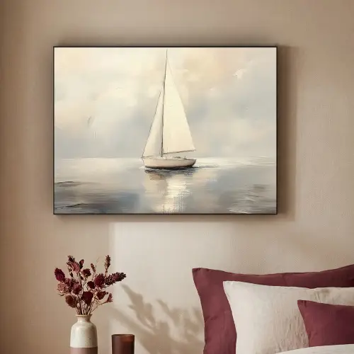 Zeilschip - Zee - Bewolkt Textielframe zwart klein -sfeer1