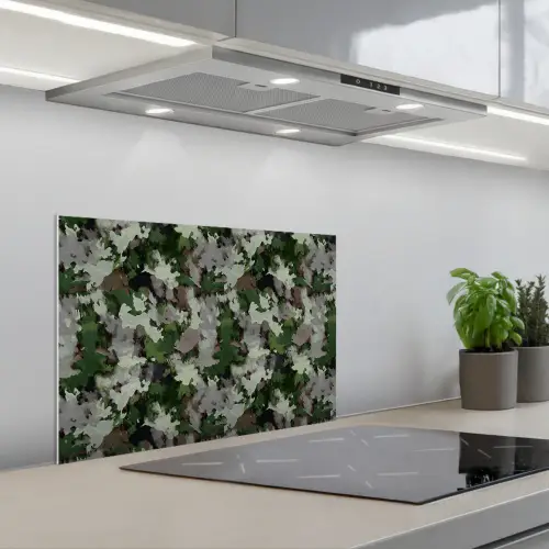 Verfachtig - Boscamouflage - Patroon keuken achterwand spatscherm klein 900 -3d_schuin