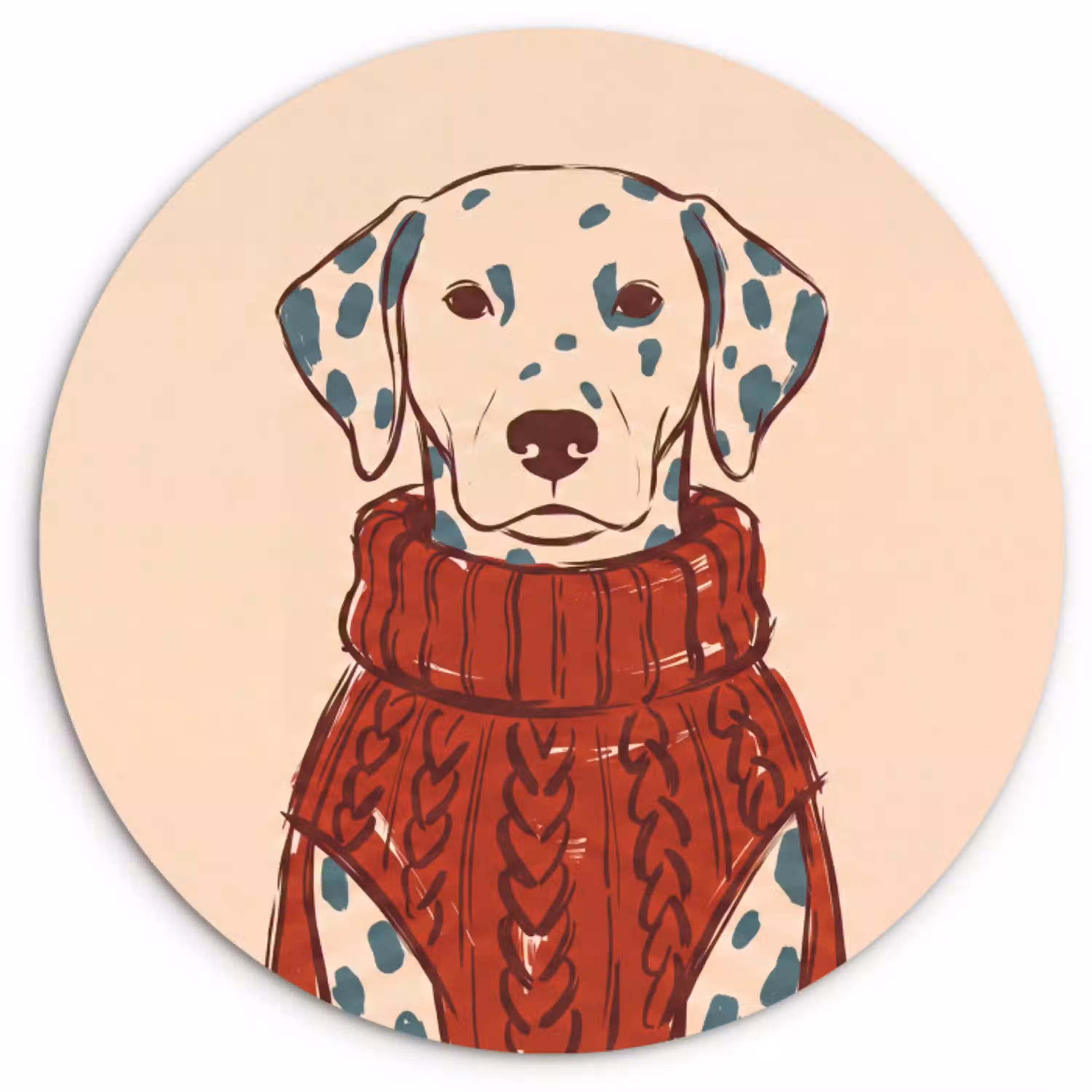 Hond - Trui - Winter - Dieren - Rood Wandcirkel kunststof plaat 5mm dik klein -3d