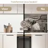 Schotse hooglander - Zwart - Wit - Hout keuken achterwand 2 middel -voor-na2_NL