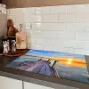 Water - Steiger - Vogels - Zonsondergang - Horizon Inductie beschermer vinyl 3mm klein -sfeer3