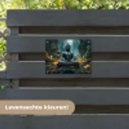 Boeddha in een mystieke tuin tuinposter los doek klein -sfeer3