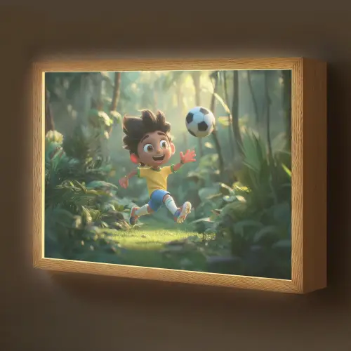 Jongen - Voetbal - Bos Light Box met batterij (Wandlamp kind) middel -z3d_website