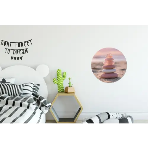 Stenen - Zand - Roze Wandcirkel aluminium klein -kinderkamer