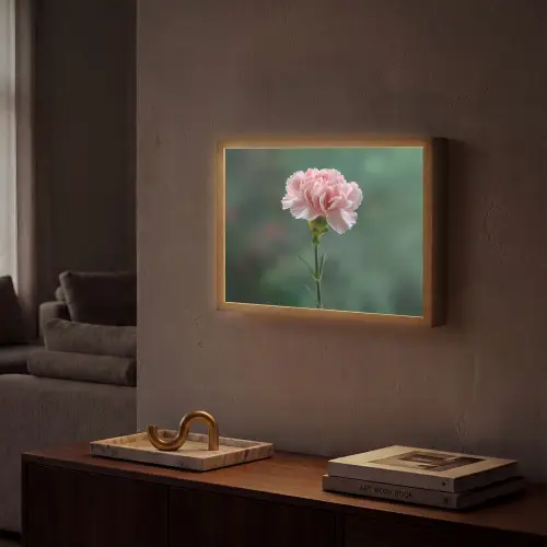 Anjer - Roze - Bloemblaadjes Light Box met batterij (Wandlamp) middel -sfeer1
