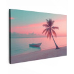 Zee - Boot - Zonsondergang Tuinposter op houten frame 2 cm dik klein -3d