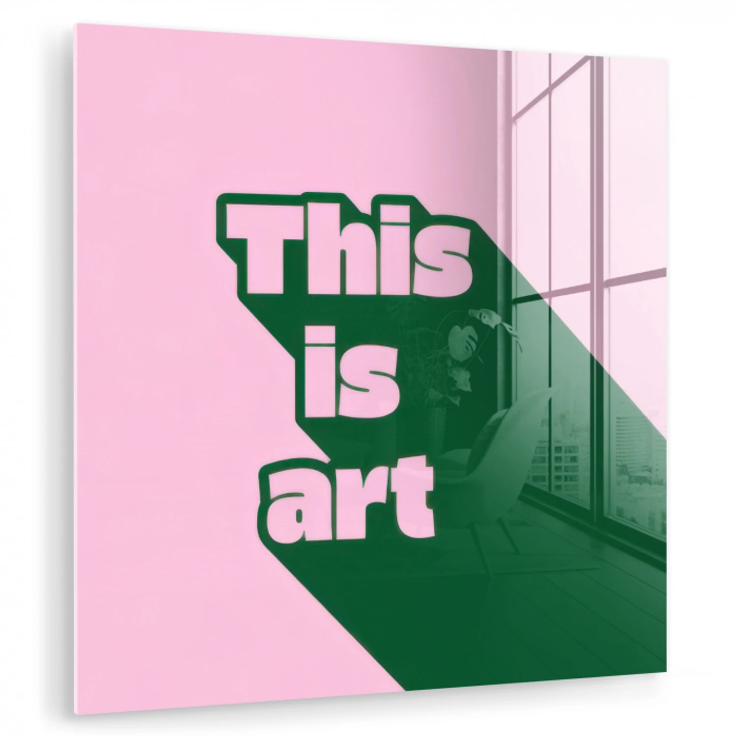 Groen - Teskt - This is art - Roze plexiglas 5mm klein -zzzproduct_nieuw