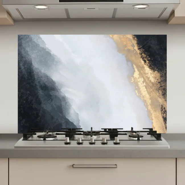 Abstract - Verf - Goud - Zwart - Marmer keuken achterwand spatscherm klein -3d_website