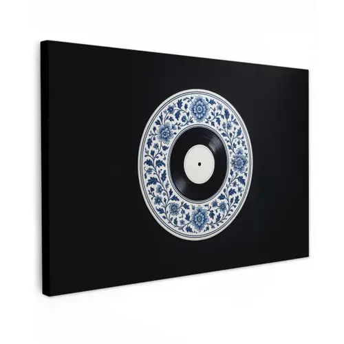 Vinyl - LP - Delfts Blauw - Muziek Tuinposter op houten frame 2 cm dik klein -3d