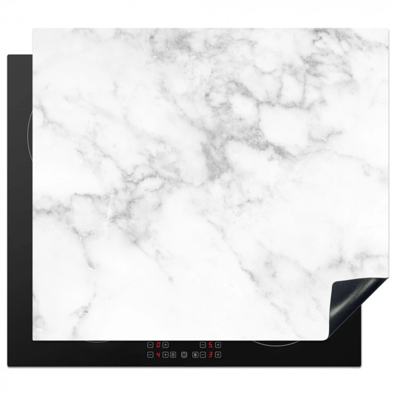 Elegantie van Wit Marmer Inductie beschermer vinyl 3mm middel -3d