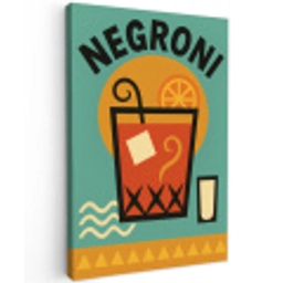 Cocktail - Negroni - Art - Sinaasappel Tuinposter op houten frame 2 cm dik klein -3d