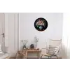 Hout - Vaas - Kleuren - Bloemen Wandcirkel aluminium klein -woonkamer