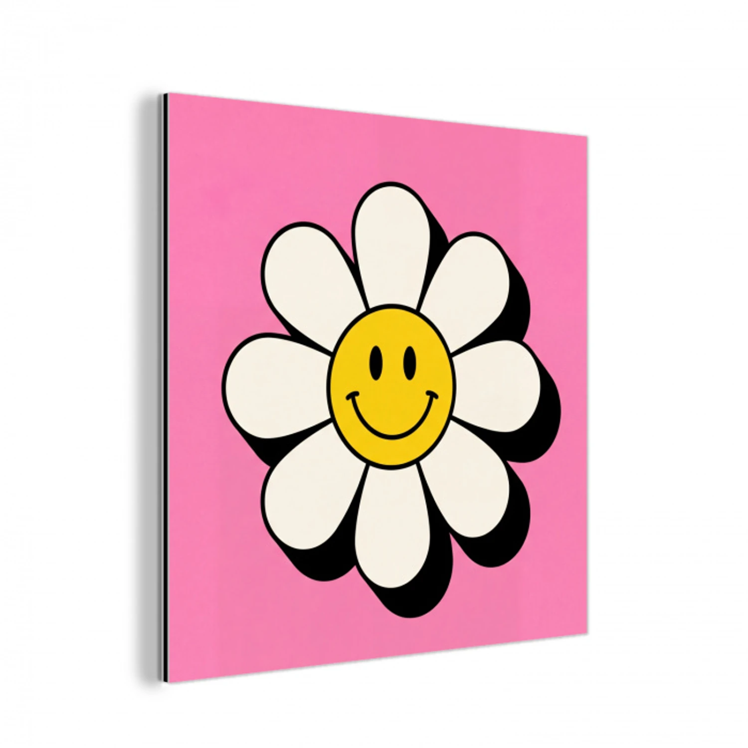 Smiley - Bloem - Roze aluminium wit klein -3d