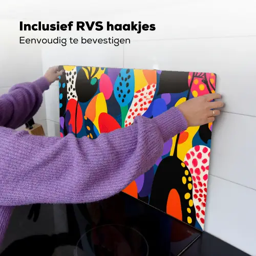 Bloemen - Bladeren - Abstract - Rood Inductie beschemer met haakjes klein -ky-ophangen-nl