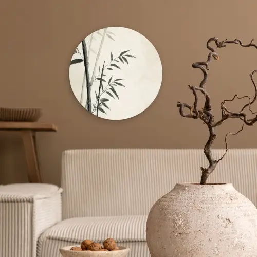 Japandi - Bamboe - Beige Wandcirkel plexiglas klein -sfeer1