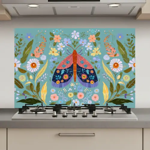 Vlinder - Sierlijk - Bloemen - Bladeren keuken achterwand spatscherm klein -3d_website