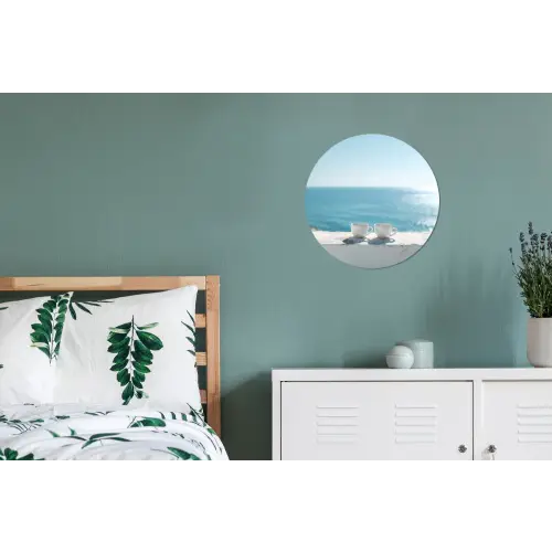 Zee - Koffiekopjes - Zomers Wandcirkel aluminium klein -slaapkamer