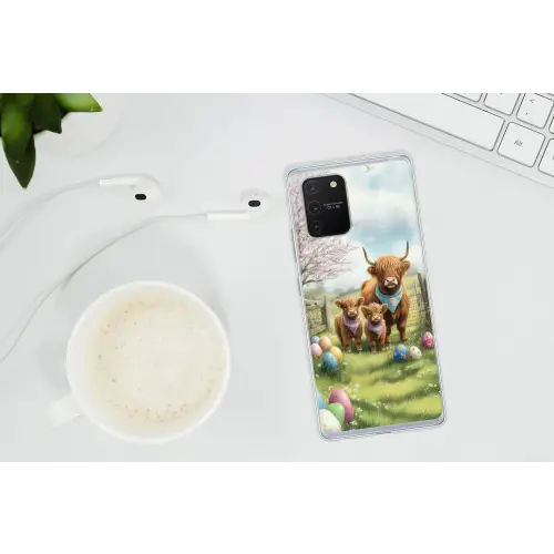 Schotsehooglanders - Paaseieren - Lente Telefoonhoesje Samsung Galaxy S10 Lite klein -oordopS10Lite