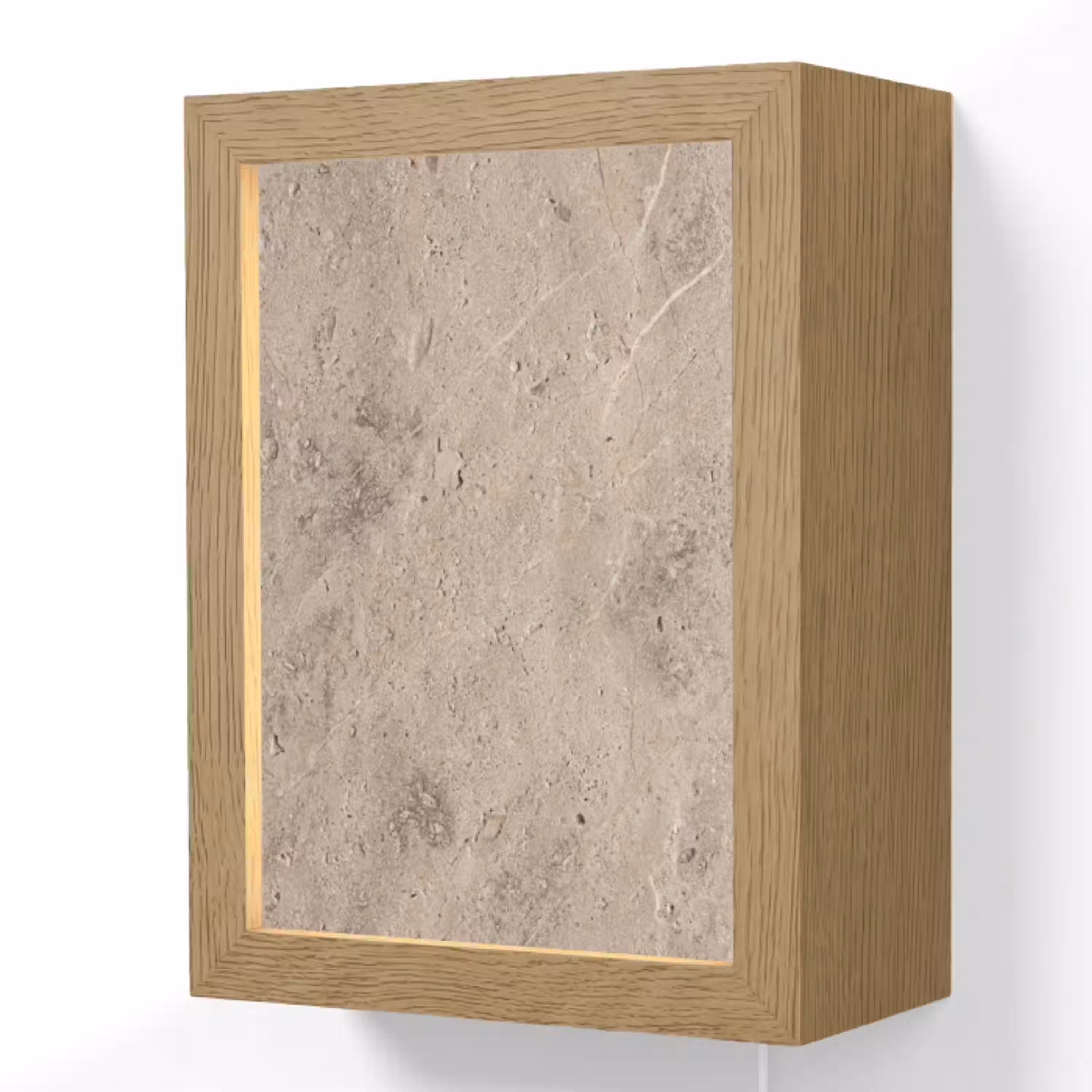 Textuur - Steen - Patroon - Rustiek - Beige Light Box met kabel (Wandlamp) klein -3d