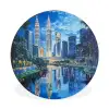 Stad Kuala Lumpur - Skyline - Wolkenkrabbers - Water Wandcirkel aluminium klein -3d
