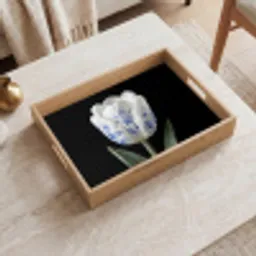 Tulp - Patroon - Blauw Dienblad Rechthoek middel -sfeer1