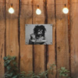 Vrouw - Pasta - Zwart - Wit tuinposter los doek klein -sfeer1