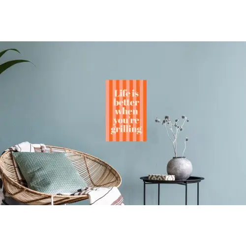 Tekst - Gestreept - Oranje - Zomer Muursticker klein -plant