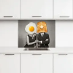 Ontbijt - Koppel - Ei - Brood keuken achterwand 2 middel -3d