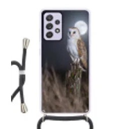 Kerkuil - Maan - Nacht Hoesje Samsung Galaxy A52 5G met koord klein -3d