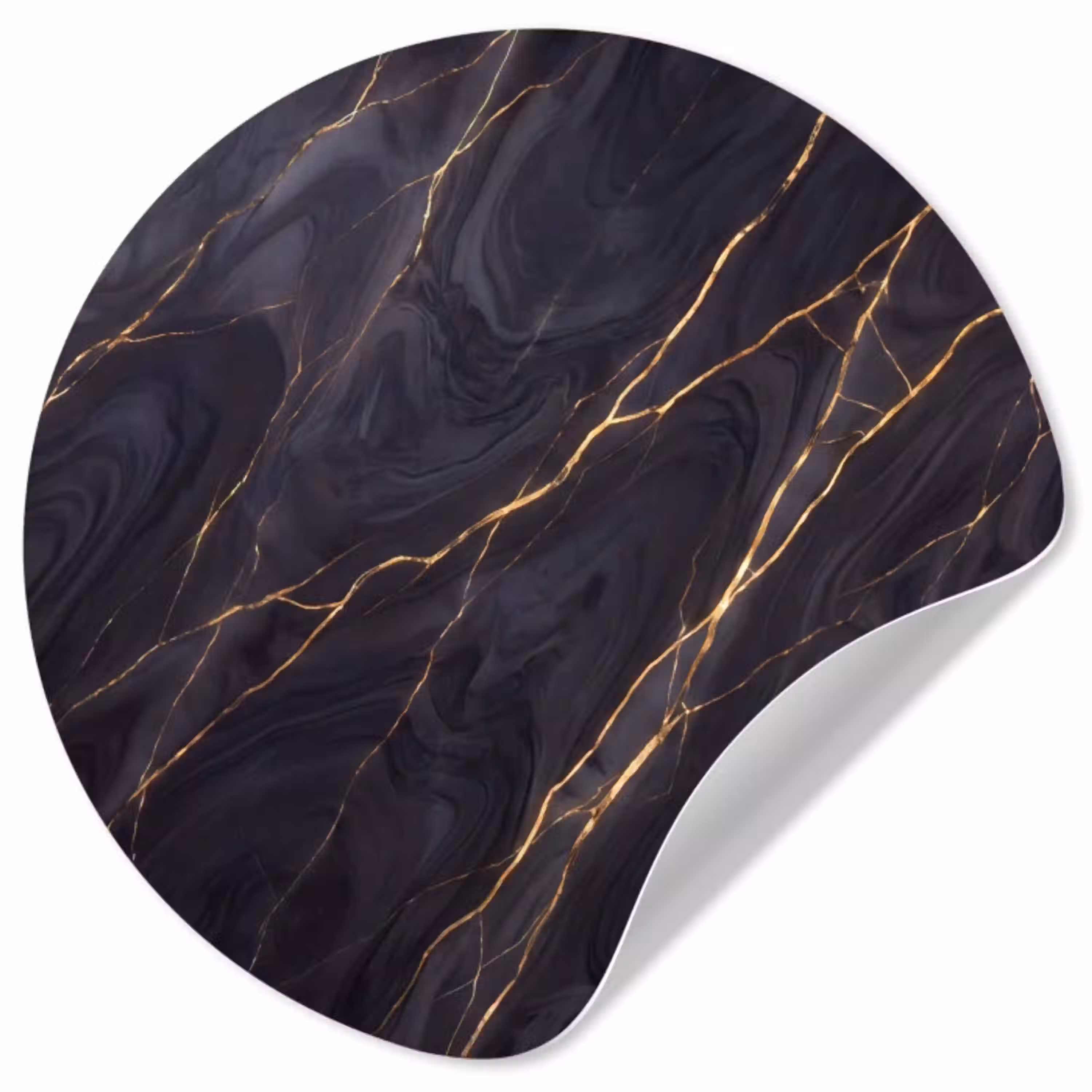 Marmer - Goudaders - Abstract - Modern - Zwart Wandcirkel behangsticker klein -3d