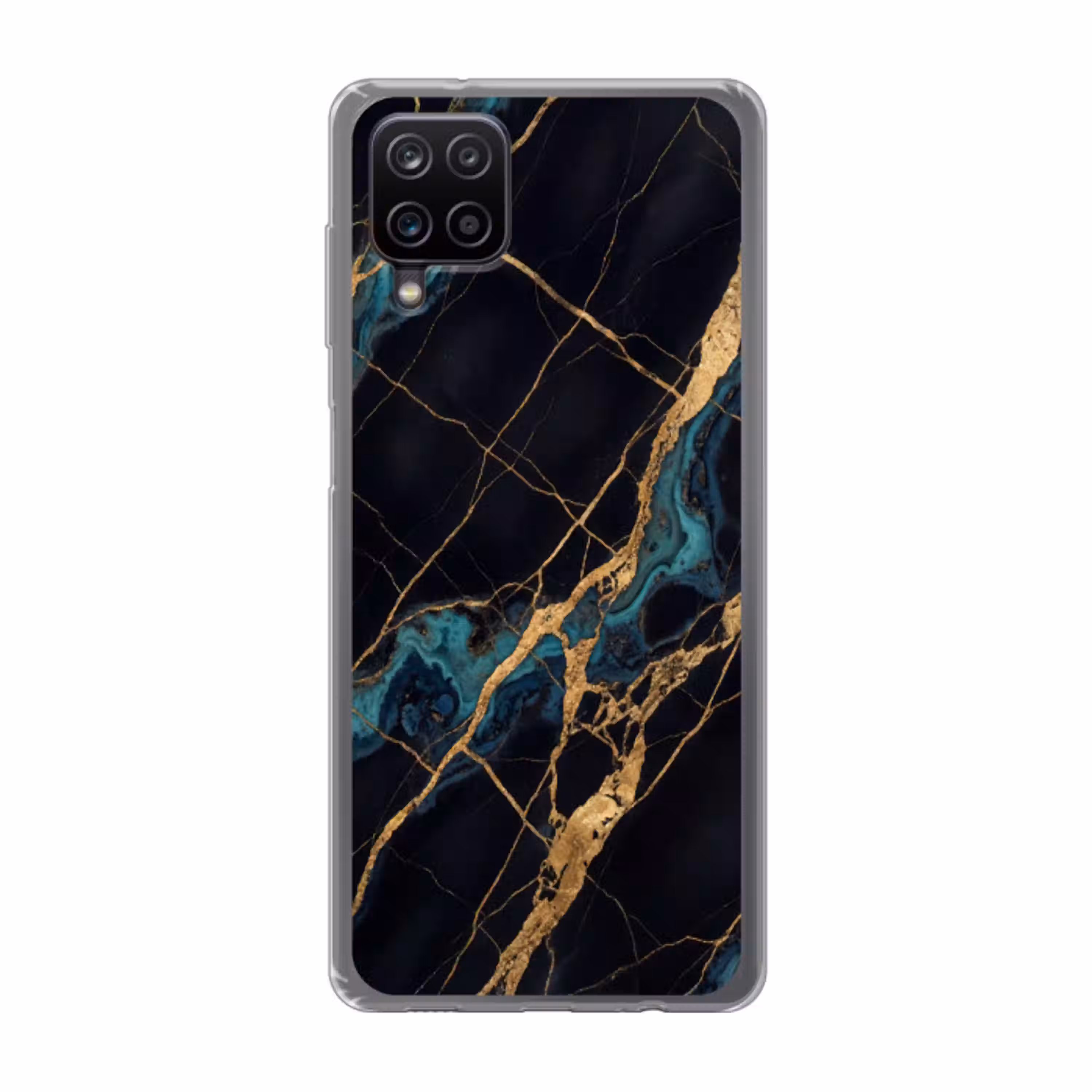Abstract - Gouden lijnen - Kunst - Modern - Zwart Telefoonhoesje Samsung Galaxy A12 klein -3d